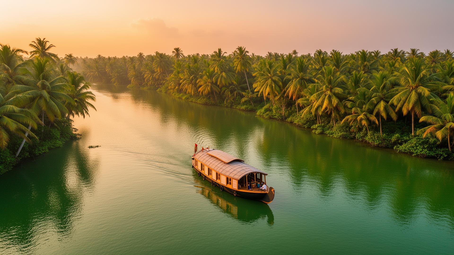 Kerala backwaters at sunset